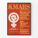 Feministinen juliste 8. maaliskuuta - symbolit ja vaatimukset