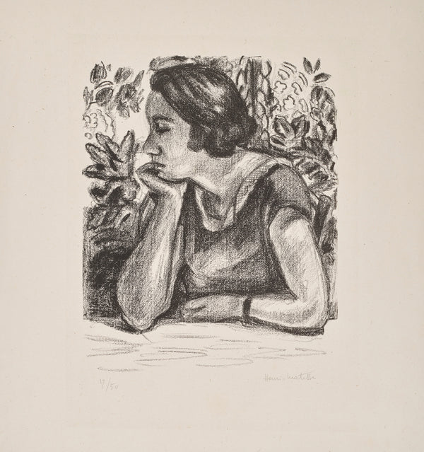 Visage de profil reposant sur un bras, 1924 – dessin d’Henri Matisse