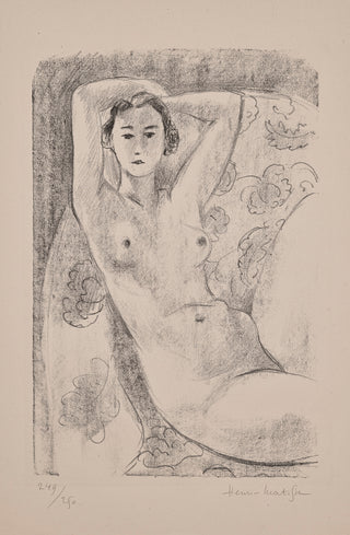 Nu assis dans un fauteuil au décor fleuri, 1924 – dessin d’Henri Matisse