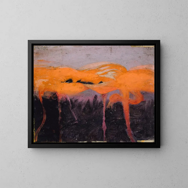 Étude de flamants roses pour le livre Camouflage dans le règne animal - Abbott Handerson Thayer — kehystetty taideteos seinällä