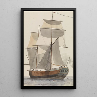 AbrahamLouisRodolphe Ducros - Frans brigantijn schip lHeureuse Marianne waarop het reisgezelschap van Valette naar Agrigento vaarde.webp