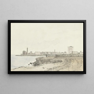 AbrahamLouisRodolphe Ducros - Gezicht op Trani gelegen aan de kust.webp