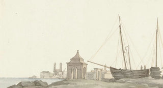 AbrahamLouisRodolphe Ducros - Gezicht op de stad Molfetta aan de kust.webp