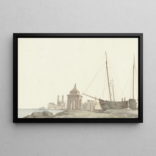 AbrahamLouisRodolphe Ducros - Gezicht op de stad Molfetta aan de kust.webp