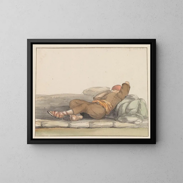 perinteiset vaatteet Gozo-saarelta - Abraham Louis Rodolphe Ducros — kehystetty taideteos seinällä