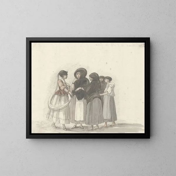 Costumes de l'île de Gozo - Abraham Louis Rodolphe Ducros — kehystetty taideteos seinällä