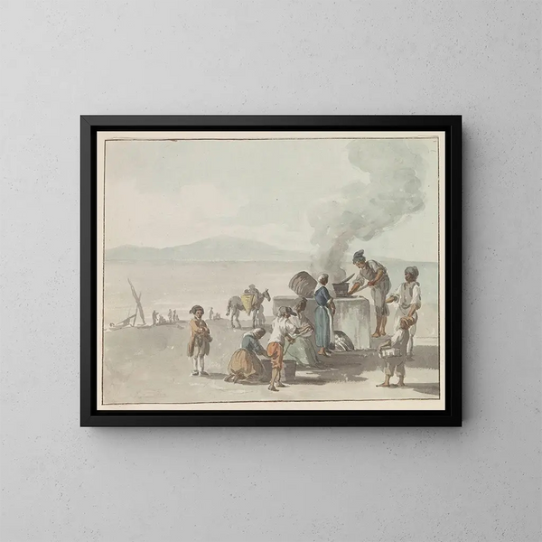 Fuusio kittausta Chiaja, Napoli - Abraham Louis Rodolphe Ducros — kehystetty taideteos seinällä