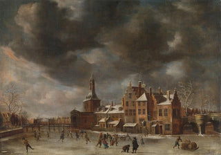 Abraham Beerstraaten - The Blauwpoort in Leiden in the Winter.webp