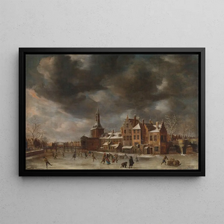 Abraham Beerstraaten - The Blauwpoort in Leiden in the Winter.webp