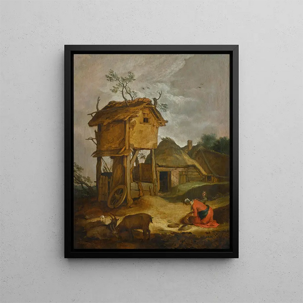 Cour de ferme avec pigeonnier - Abraham Bloemaert — kehystetty taideteos seinällä