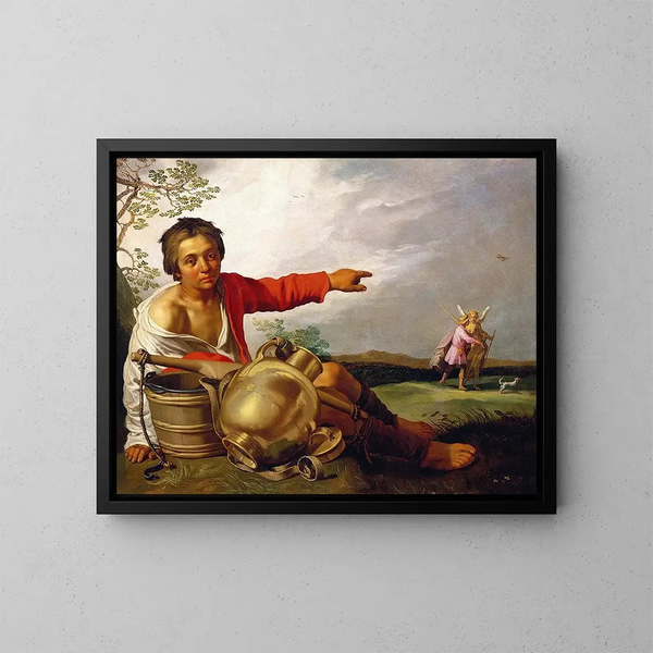 Le berger montrant Tobias et l'ange - Abraham Bloemaert — kehystetty taideteos seinällä