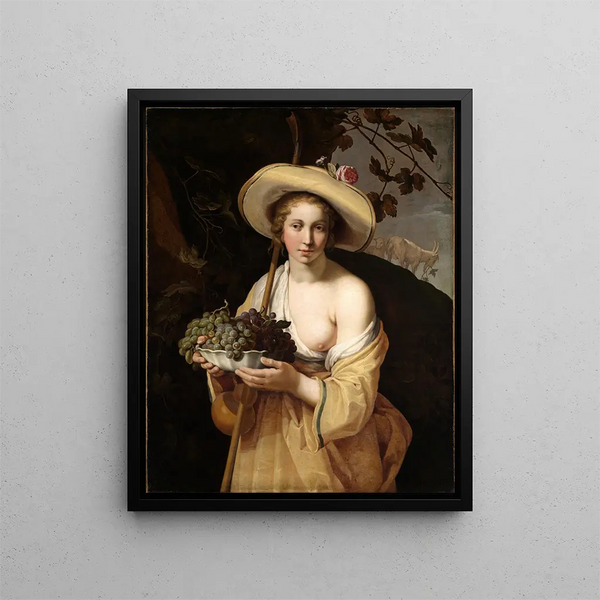 Bergère avec un bol de raisins - Abraham Bloemaert — kehystetty taideteos seinällä