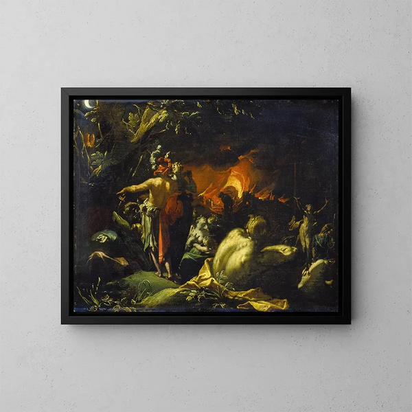 La destruction de Troie - Abraham Bloemaert — kehystetty taideteos seinällä