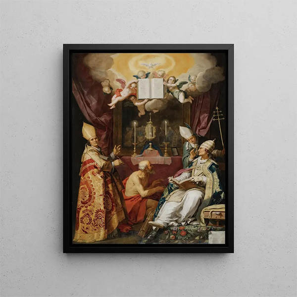 Les quatre Pères de l'Église latine - Abraham Bloemaert — kehystetty taideteos seinällä