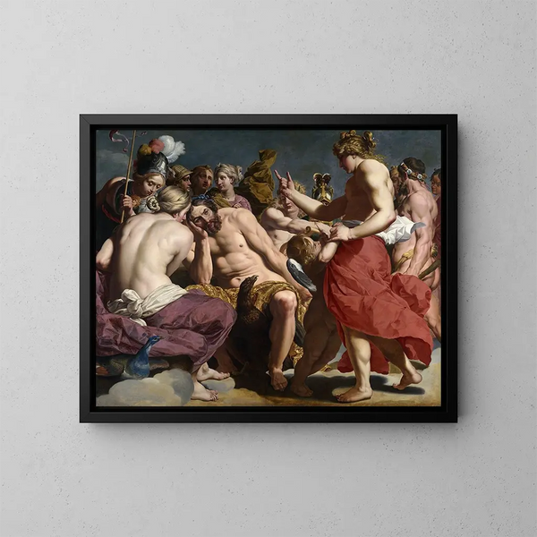Venus réprimande Jupiter - Abraham Janssens — kehystetty taideteos seinällä