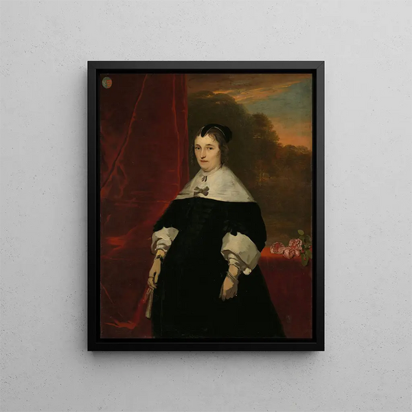 Machteld Bas kuollut vuonna 1681, Abraham de Visscherin vaimo - Abraham Lambertsz van den Tempel — kehystetty taideteos seinällä