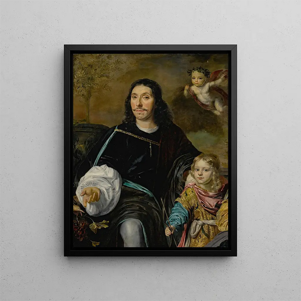 Portrait d'un gentleman et d'un jeune garçon - Abraham Lambertsz van den Tempel — kehystetty taideteos seinällä