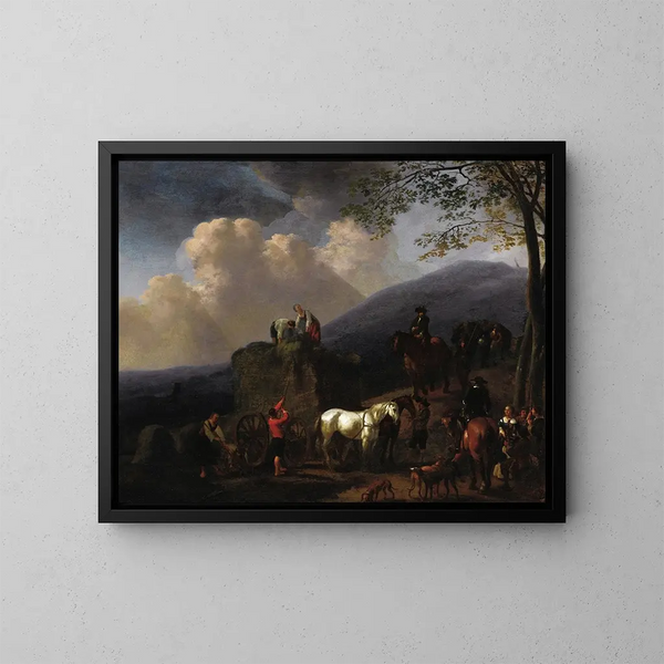 Recolte de foin - Abraham van Calraet — kehystetty taideteos seinällä