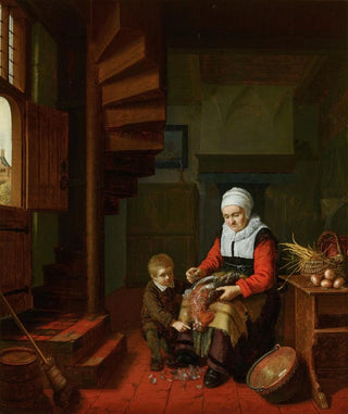 Abraham de Pape - Old Woman Plucking a Cock.webp