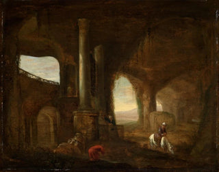 Abraham van Cuylenborch - Inneres einer Ruine mit einer Staffage von Orientalen.webp