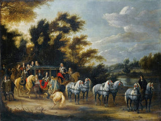 Halte de carrosse près d'un bois - Adam Frans van der Meulen — näkymä teoksesta
