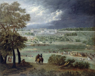 Le Château Neuf de Saint-Germain-en-Laye et les jardins vus de la rive droite de la Seine - Adam Frans van der Meulen — näkymä teoksesta