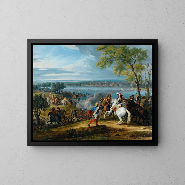 Le passage du Rhin à Lobith le 16 juin 1672 - Adam Frans van der Meulen — kehystetty taideteos seinällä