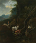 Une bergère avec des animaux dans un paysage montagneux - Adam Pynacker — näkymä teoksesta