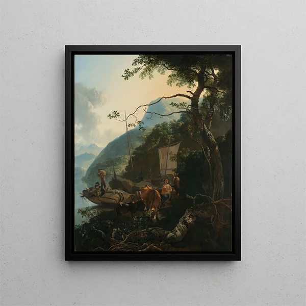 Adam Pynacker - Boatmen Moored on the Shore of an Italian Lake.webp