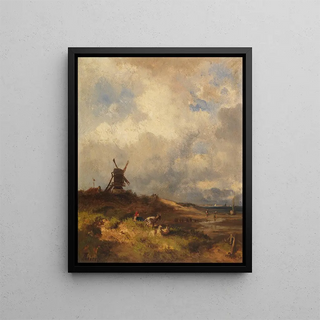 Adolf Heinrich Lier - Kstenlandschaft mit Windmhle.webp