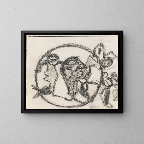 "Dans le cercle" - Adolf Hölzel — kehystetty taideteos seinällä