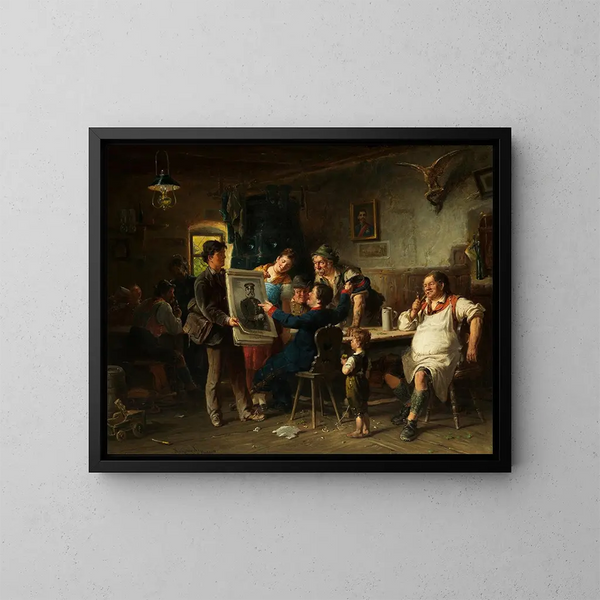 "Dans l'auberge" - Adolf Humborg — kehystetty taideteos seinällä