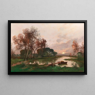 Adolf Kaufmann - A Landscape On The Pond.webp