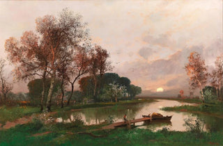 Adolf Kaufmann - A Landscape On The Pond.webp