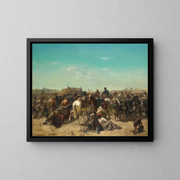 Un campement ottoman - Adolf Schreyer — kehystetty taideteos seinällä