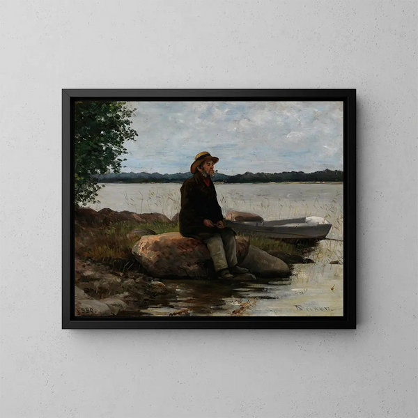 Kalastaja - Adolf von Becker — kehystetty taideteos seinällä