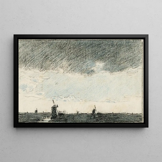 Adolf le Comte - Molens in vlakte bij regen.webp