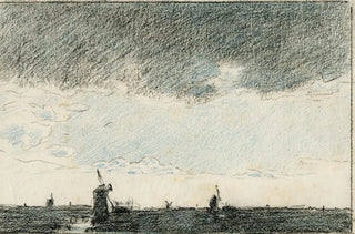 Adolf le Comte - Molens in vlakte bij regen.webp