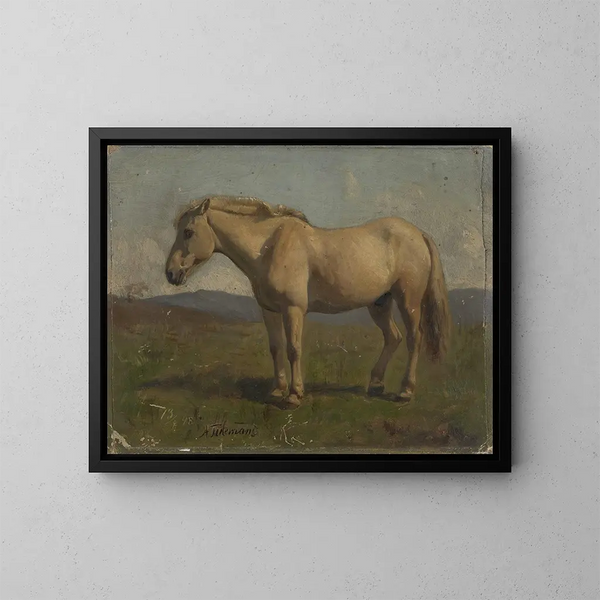 Un cheval gris - Adolph Tidemand — kehystetty taideteos seinällä
