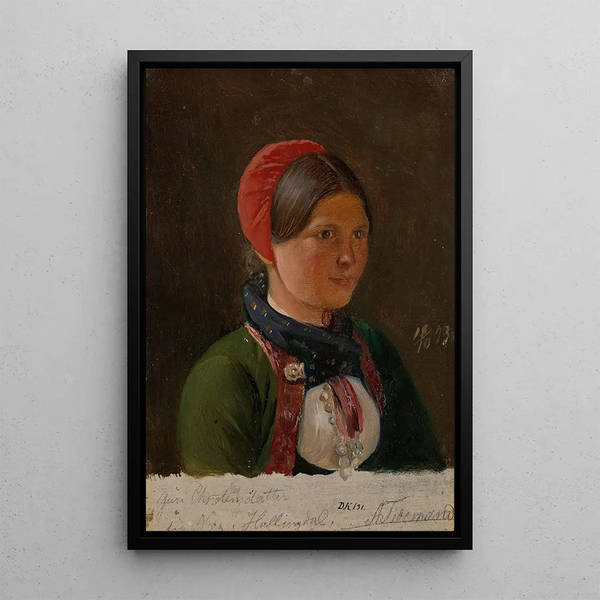 Hallingdalin tytär - Adolph Tidemand — kehystetty taideteos seinällä
