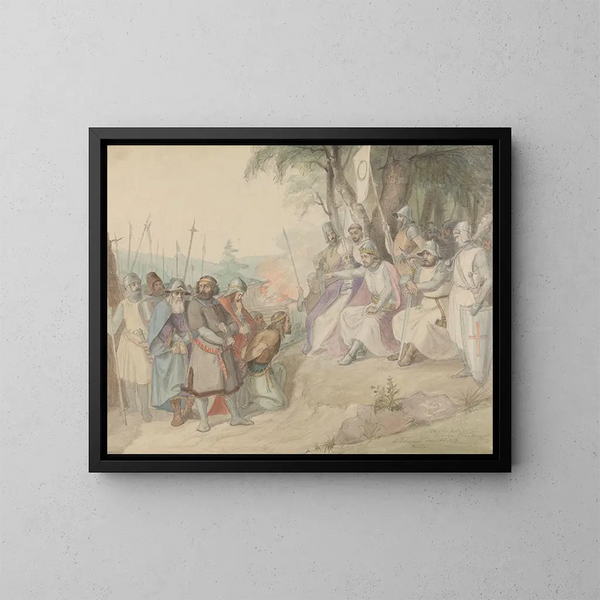 Olaf le Saint et les rois captifs - Adolph Tidemand — kehystetty taideteos seinällä