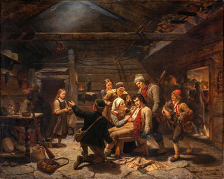 Metsästäjä haavoittuneena - Adolph Tidemand — näkymä teoksesta