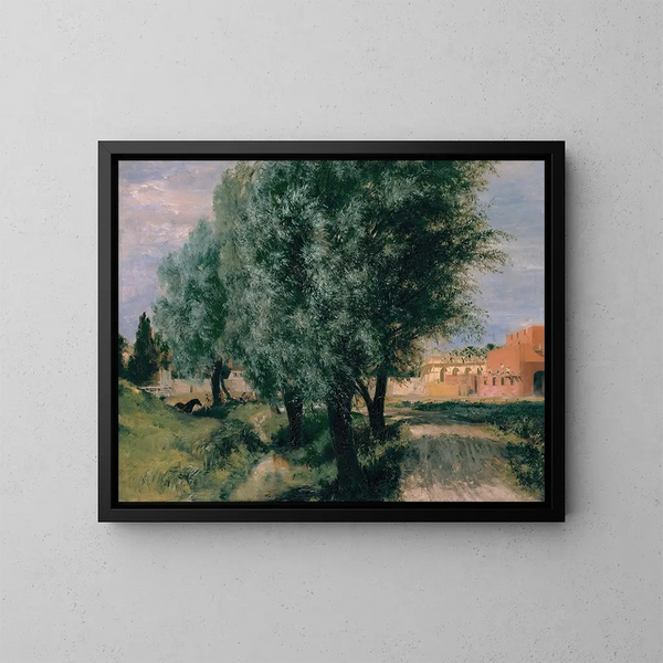 Chantier avec saules - Adolph von Menzel — kehystetty taideteos seinällä