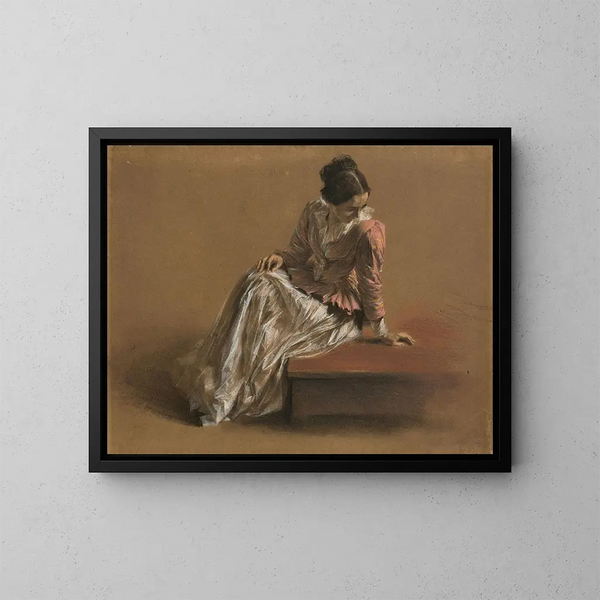 Émilie en blouse rouge - Adolph von Menzel — kehystetty taideteos seinällä