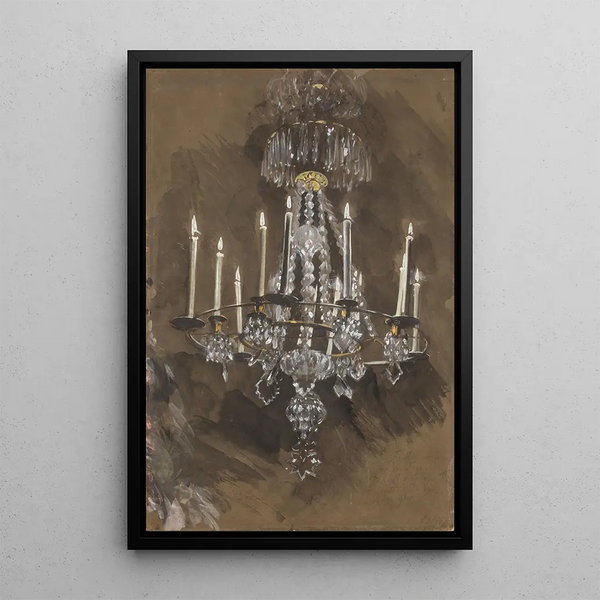 Kristallilustereiden maalaus - Adolph von Menzel — kehystetty taideteos seinällä