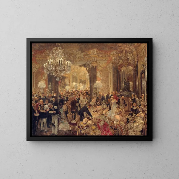 Le Dîner au bal - Adolph von Menzel — kehystetty taideteos seinällä
