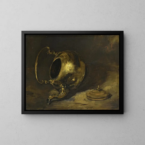 Käännetty teekannu - Adolph von Menzel — kehystetty taideteos seinällä