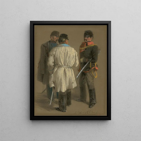 Officiers autrichiens - Adolph von Menzel — kehystetty taideteos seinällä