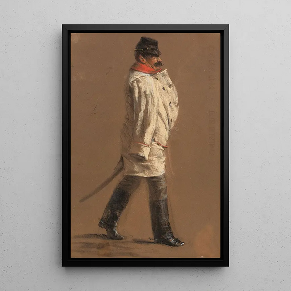 Austrian upseerin maalaus - Adolph von Menzel — kehystetty taideteos seinällä