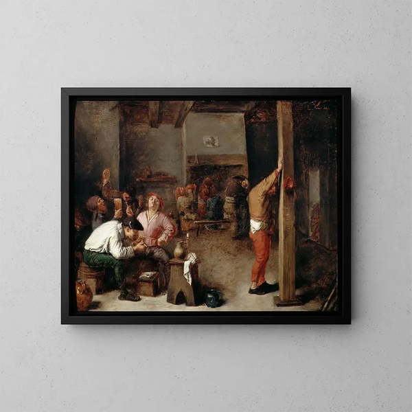 Sisätilasta kapakassa - Adriaen Brouwer — kehystetty taideteos seinällä